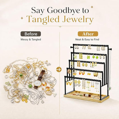 Large 5 Tier Earring Organizer and Holder, jewelry holder stand, clean white - Image 4