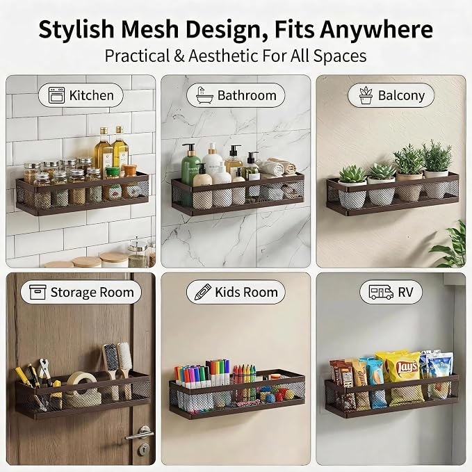 PUSDON 16.5-Inch Extra Long Slim Mesh Shower Caddy, Wall Mounted Bathroom - Image 4