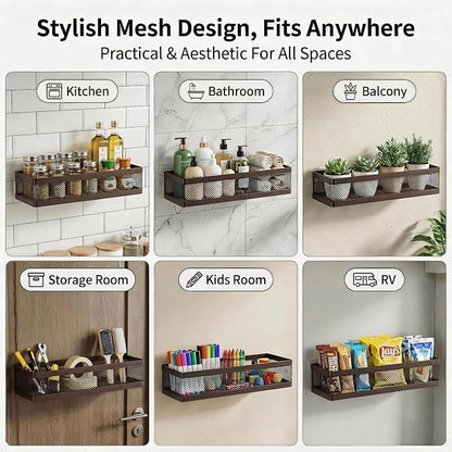 PUSDON 16.5-Inch Extra Long Slim Mesh Shower Caddy, Wall Mounted Bathroom - Image 4