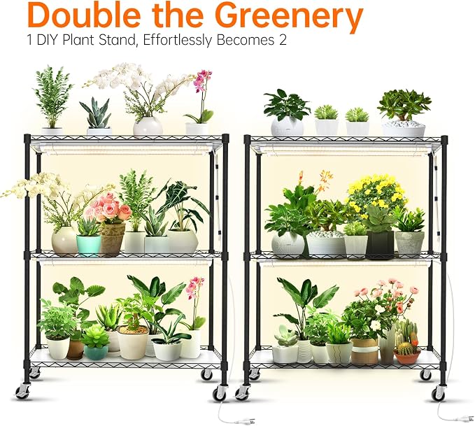 Bstrip DIY Plant Shelf with Grow Light, Grow Light Shelf with Adjustable Rack - Image 4