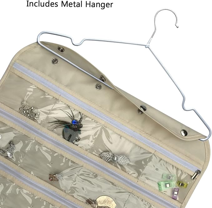 BB Brotrade Hanging Jewelry Organizer, Accessories Organizer, 56 Zipper Pocket - Image 4