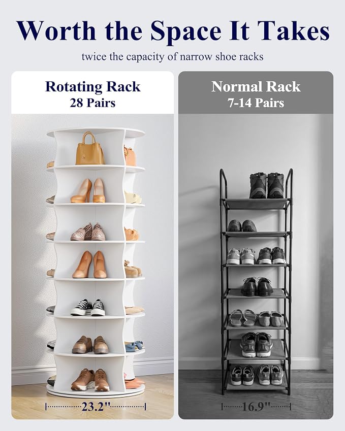 Kitsure Shoe Rack for Ehtryway, 7-Tier Rotating Shoe Rack Tower, 360° Revolving - Image 5