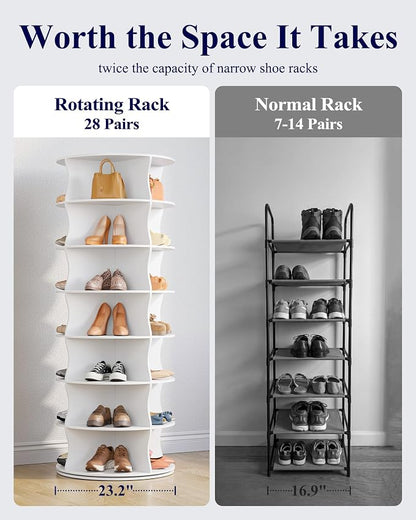 Kitsure Shoe Rack for Ehtryway, 7-Tier Rotating Shoe Rack Tower, 360° Revolving - Image 5