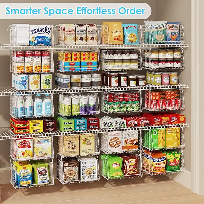 3-Pack Under Shelf Hanging Baskets Space-Saving Pantry Shelf Organizer | - Image 4