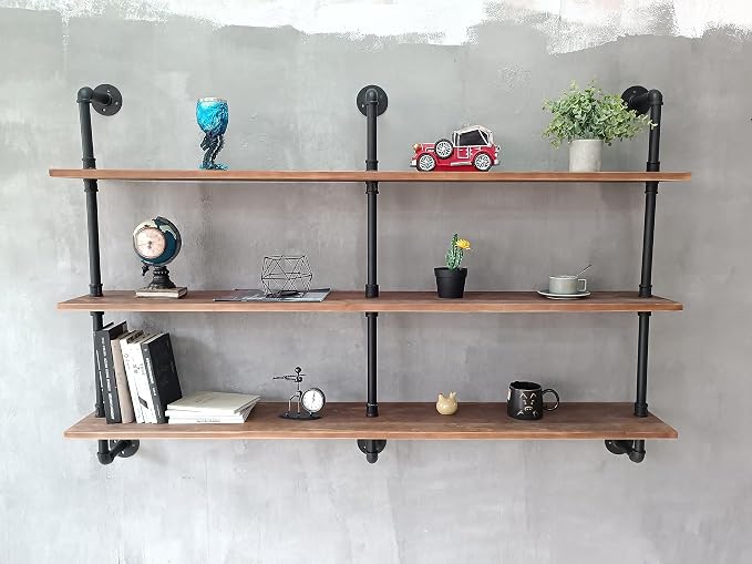 HDDFER Floating Shelves for Wall Bookshelf Industrial Pipe Shelving Shelves - Image 4