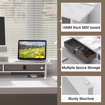 Fenge Monitor Stand with Drawer, 2 Tiers Dual Monitor Riser - Image 3
