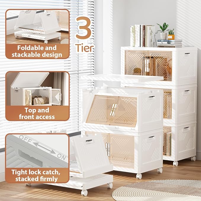 Storage Bins with Lid 76QT, Stackable Storage Containers with Wheels and - Image 6
