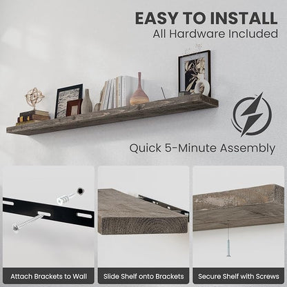 72 inch Floating Shelves for Wall, Floating Shelf Wall Hanging Shelves - Image 5