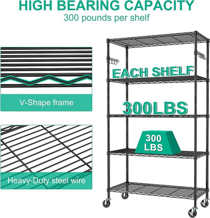5 Tier Storage Shelves with Wheels - Image 5