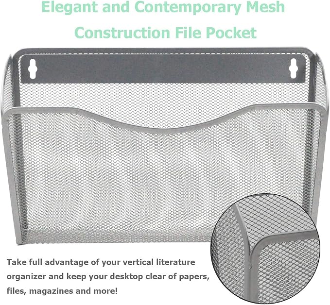 EASEPRES 3 Single Pocket Mesh Hanging File Organizer, Vertical Wall Mounted - Image 3