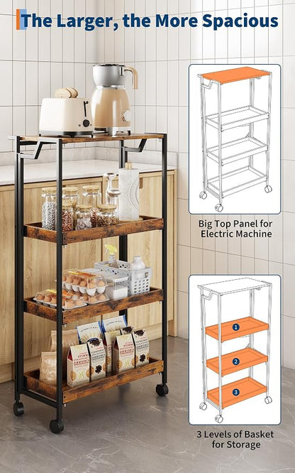 GarveeHome Large 4-Tier Wooden Foldable Kitchen Storage Shelf | No Assembly - Image 5