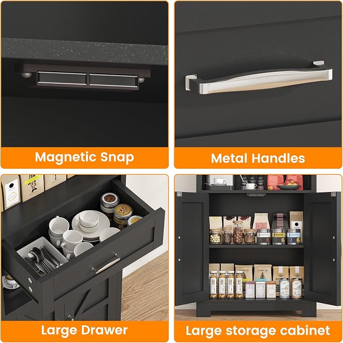 Saudism Farmhouse Black Storage Cabinet - Image 7