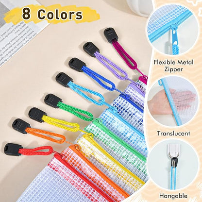 30pcs Mesh Zipper Pouch Bags, 8 Sizes Plastic Zippered Storage Bags - Image 3