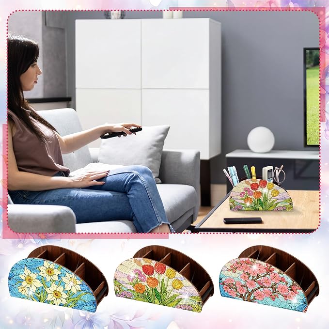 Novabright 3 Pcs Stained Glass Flower Diamond Art Organizer Storage Boxes DIY - Image 6