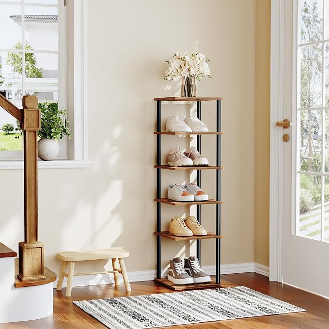 HOOBRO Vertical Shoe Rack, 6-Tier Narrow Shoe Shelf, Shoe Storage Organizer - Image 2