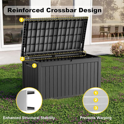 Vixzen 280 Gallon Large Outdoor Storage Box Waterproof, UV Resistant Resin Deck - Image 7