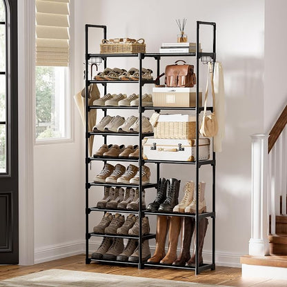 WOWLIVE 9 Tier 2-Column Shoe Rack, 30-35 Pairs Stackable Black | Compact - Image 2