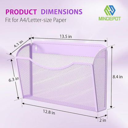MINDEPOT Wall File Organizer, Hanging Wall File Holder, 3 Pack, Metal Mesh Wall - Image 2