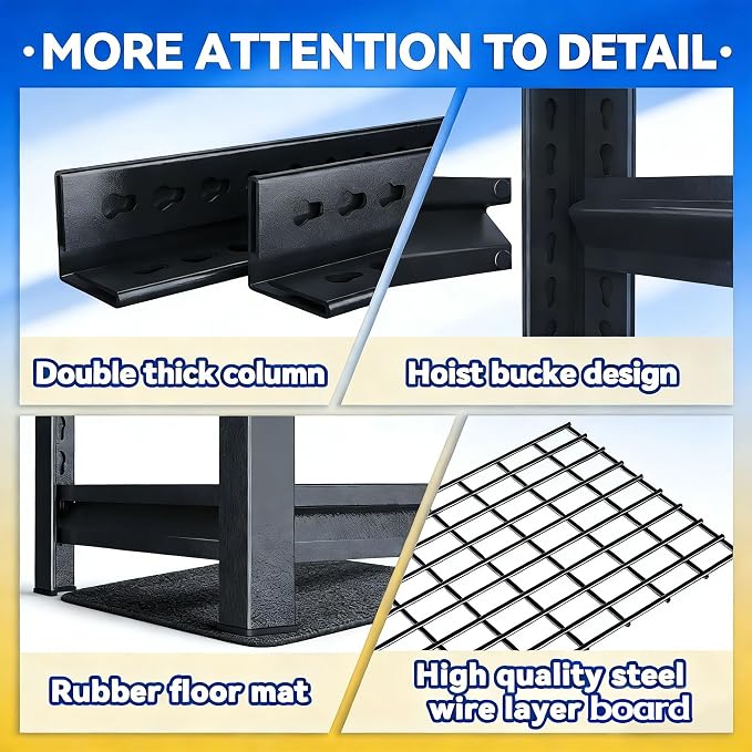 5 Tier Wire Garage Shelving Heavy Duty Storage Shelving 73" H x 36" W x 16" D - Image 5