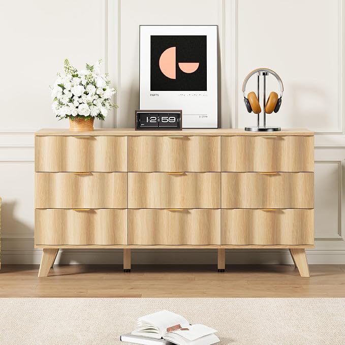 9 Drawer Dresser, Modern Fluted Storage Dresser - Image 3