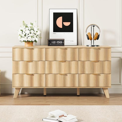 9 Drawer Dresser, Modern Fluted Storage Dresser - Image 3