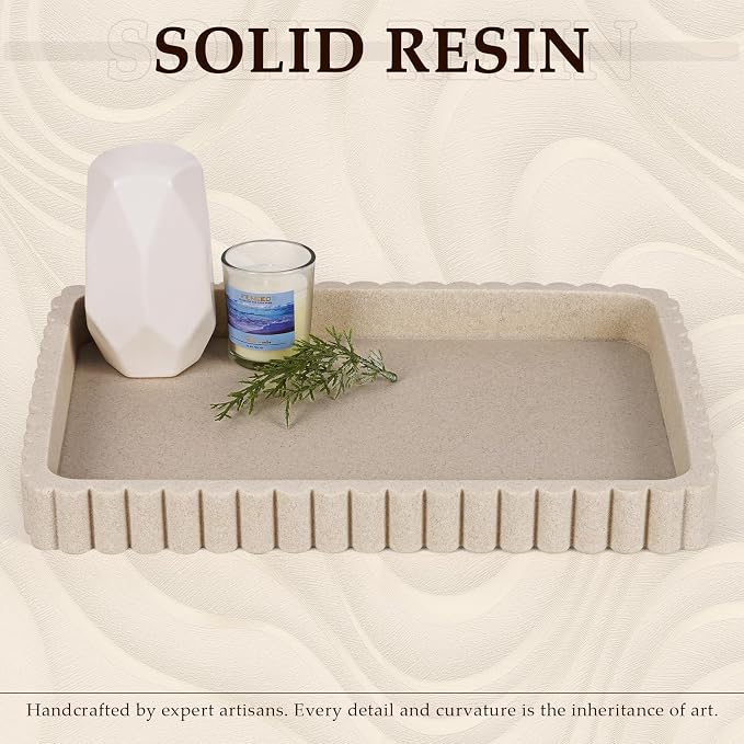 Resin Decorative Tray for Coffee Table Decor, Rectangular Modern Decorative - Image 2