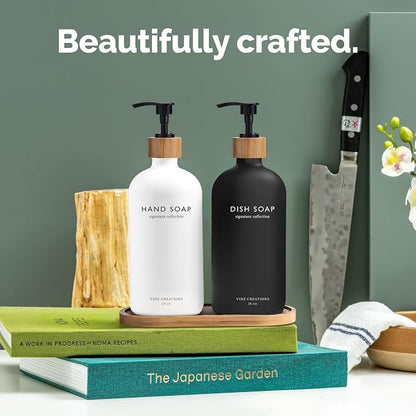 Vine Creations Glass Soap Dispenser Set, Hand Soap and Dish Soap Dispenser Set - Image 2
