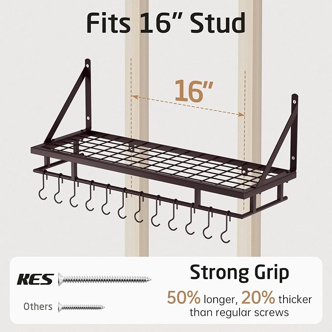 KES 30-Inch Oiled Bronze Pot Rack, Wall Mounted Hanging Pot and Pan Organizer - Image 7