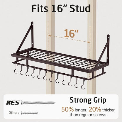 KES 30-Inch Oiled Bronze Pot Rack, Wall Mounted Hanging Pot and Pan Organizer - Image 7