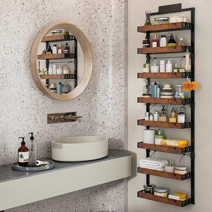 bukfen Over the Door Pantry Organizer, 8-Tier Adjustable Wooden Basket Kitchen - Image 7