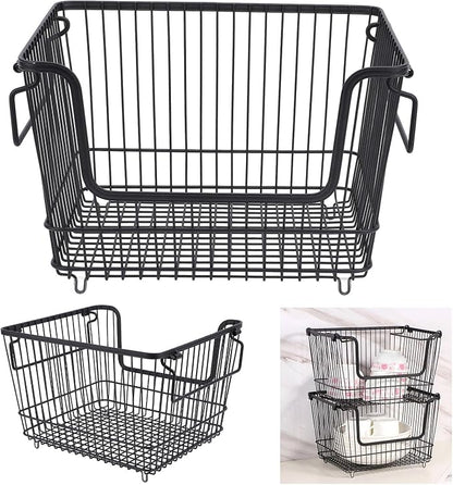 Tyenaza Freezer Organizer Bin Keep Tidy Metal Stackable Fruits Meat Wire Basket - Image 6