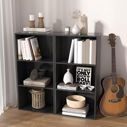 Wooden 3 Cube Storage Organizer, 3 Tier Low Bookcase Freestanding Storage - Image 4