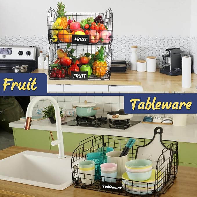 4 PACK XXL Stackable Wire Baskets - Image 5