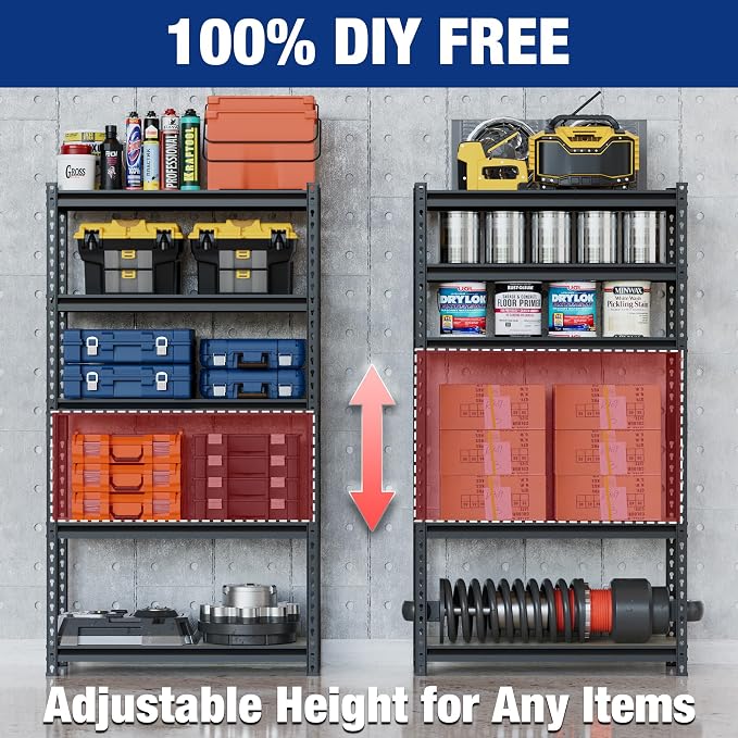 WORKPRO 5-Tier Storage Shelf, for Basement, 27.6”Wx11.8”Dx60”H - Image 5