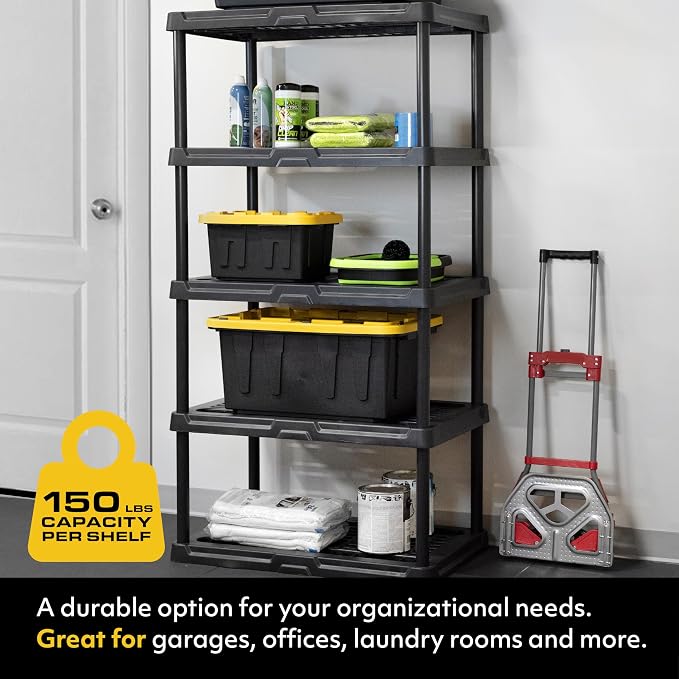CENTREX CX 5-Tier Plastic Storage Shelving Unit 2 Pack, Heavy Duty, 150lbs Per - Image 3