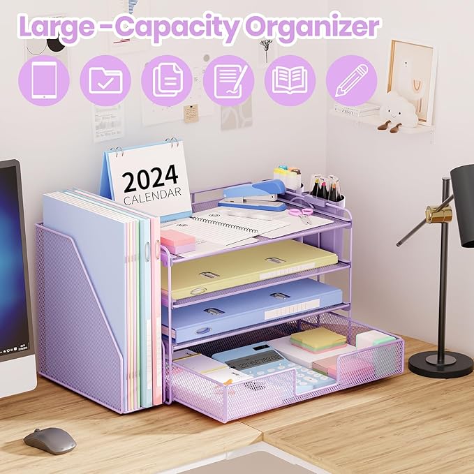 OPNICE Desk Organizer, 4-Tier Desktop File Organizer - Image 3