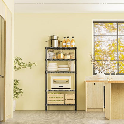 IZEUK 5 Tier Black Metal Storage Shelves, Heavy Duty Wire Shelving Rack - Image 6