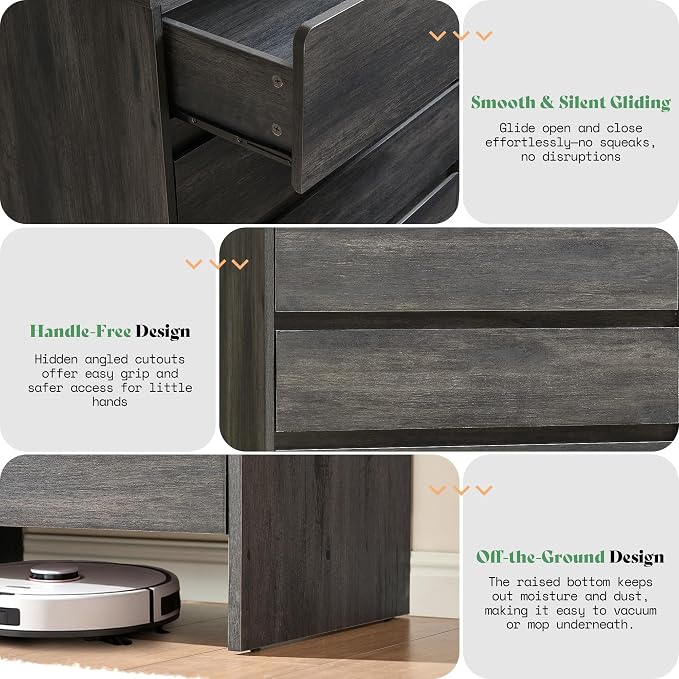 AMERLIFE 5 Drawer Dresser for Bedroom, Anti-Tip Kit, Wood Cabinet Organizer for - Image 5