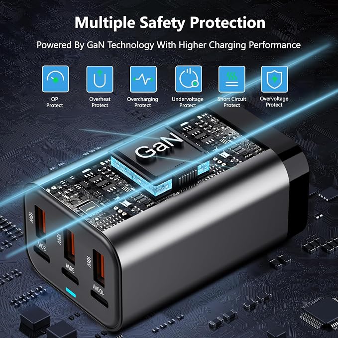 USB C Charger Block 200W Multi Port USB Fast Charging Station Hub GaN PPS PD - Image 7