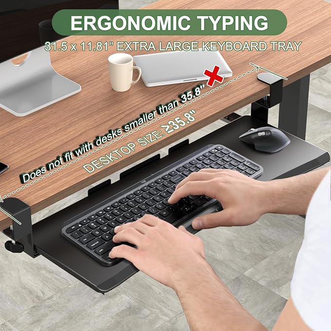 Extra Large Keyboard Tray Under Desk - Image 3