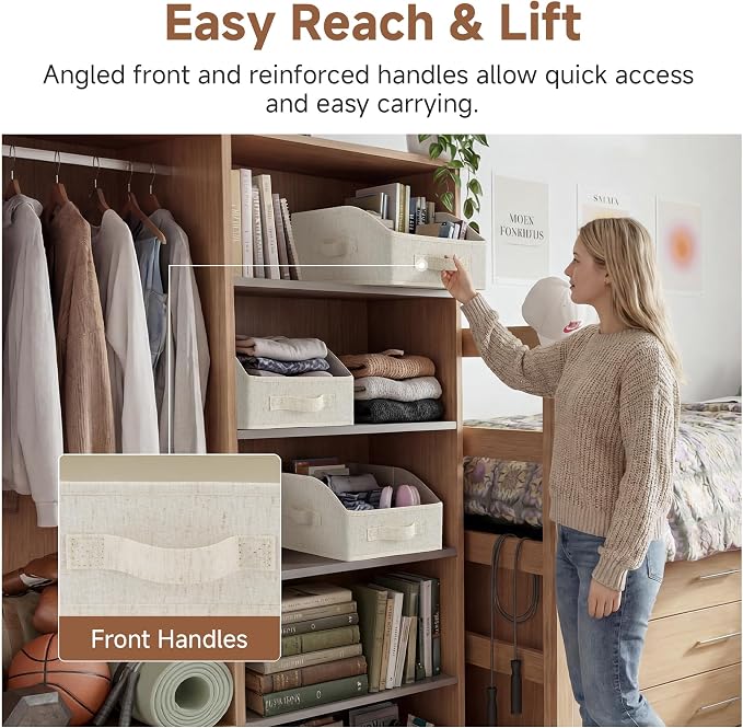 StorageWorks Closet Baskets for Organizing, Trapezoid Storage Bins, Linen - Image 3