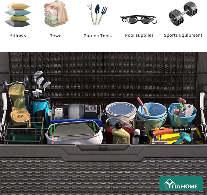 YITAHOME 100 Gallon Outdoor Storage Box, Large Water Resistant Resin Deck Box - Image 5