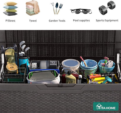 YITAHOME 100 Gallon Outdoor Storage Box, Large Water Resistant Resin Deck Box - Image 5