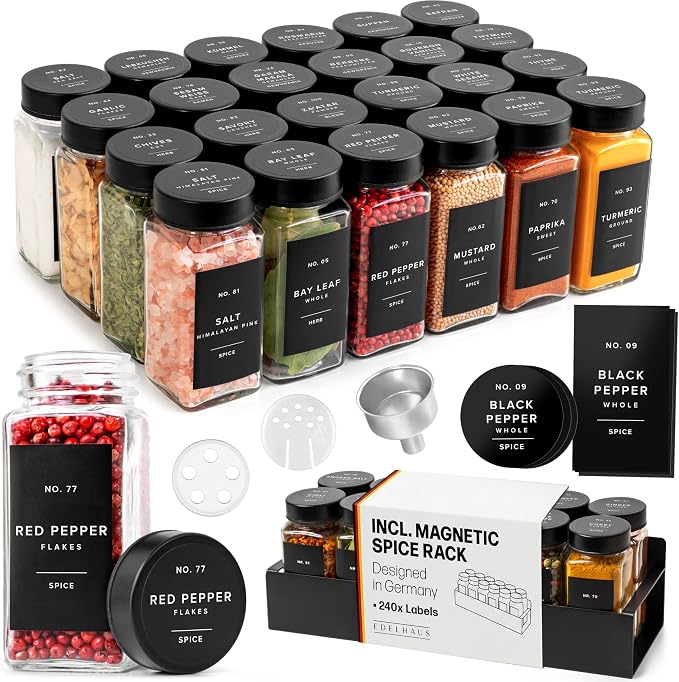 EDELHAUS Square Glass Spice Jars by EDELHAUS