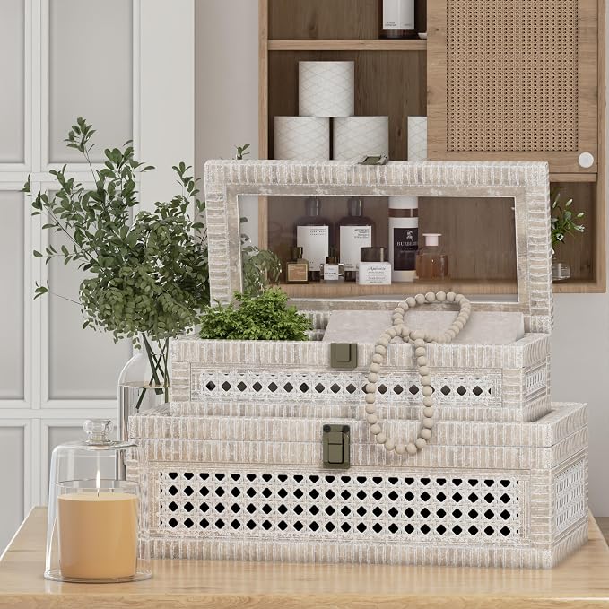 Rattan Decorative Box, Boho Display Boxes - Image 2