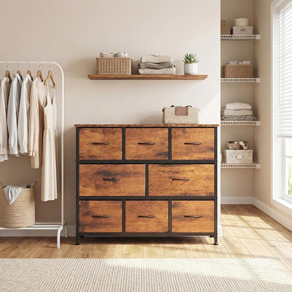 DUMOS Wide Dresser with 8 Fabric Drawers and Wood Top, Bedroom Storage Unit - Image 8