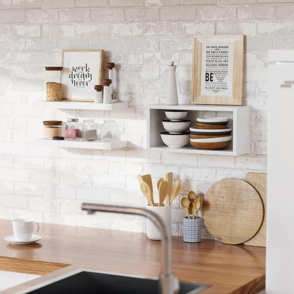 RICHER HOUSE 3-Set White Floating Wall Shelves, Bathroom Shelf Over Toilet | - Image 5