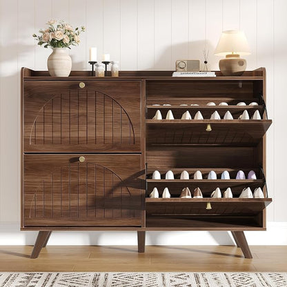 Decofy 47.2” Shoe Cabinet with 4 flip-Down Drawers, Three Adjustable Levels by Decofy
