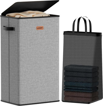 100L Laundry Hamper with Lid, Large Clothes Hampers with Removable Bag by Vexalora