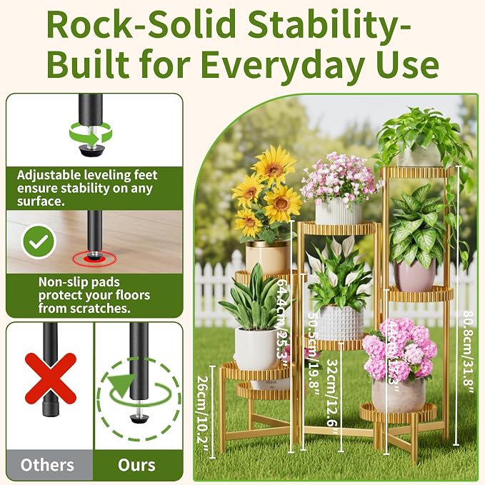 Stand Plants, 8 Tier Metal Tiered Plant Stands Indoor, Corner Flodable Plant - Image 3